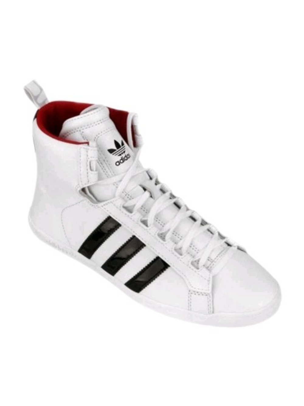 Adidas Originals Women’s Sz 9 High Top Sneakers White Black Patent Leather Retro